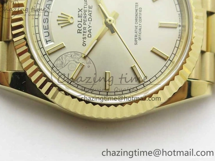 1218 Day-Date 40mm 228239 BP New Dial Version 904 YG Silver Stick Markers Dial on YG President Bracelet A Sophisticated 2807